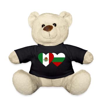Mexiko Bulgarien Flagge Herz - Teddy - Schwarz - Vorne