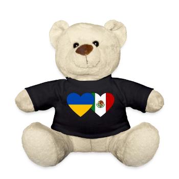 Ukraine Mexique Flag Coeur - Nounours - noir - Devant