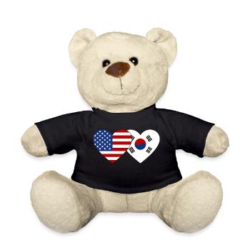 États-Unis, Corée du Sud, Drapeau Coeur - Nounours - noir - Devant