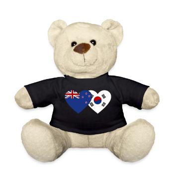 Cœur de drapeau de la Corée du Sud de la Nouvelle-Zélande - Nounours - noir - Devant