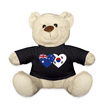 Australie Corée du Sud Flag Heart - Nounours - noir - Devant