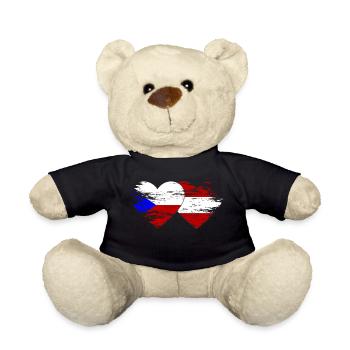 Czech Republic Austria Flag Heart used - Teddy Bear - black - Front