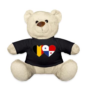 Belgien Panama Flagge Herz - Teddy - Schwarz - Vorne
