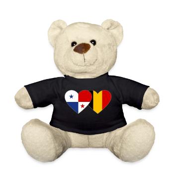 Panama Belgium Flag Heart - Teddy Bear - black - Front