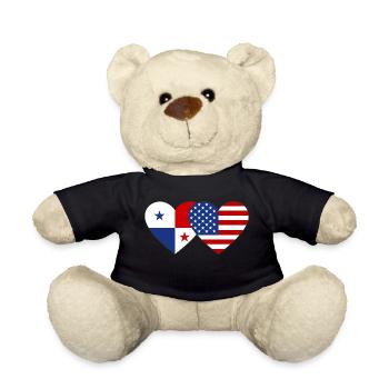 Panama USA Flag Heart - Nounours - noir - Devant