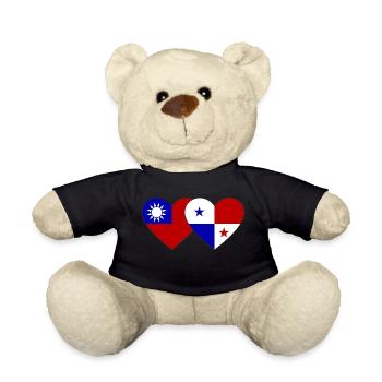 Taïwan Panama Flag Heart - Nounours - noir - Devant