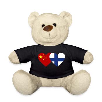 China Finnland Herz Flagge - Teddy - Schwarz - Vorne