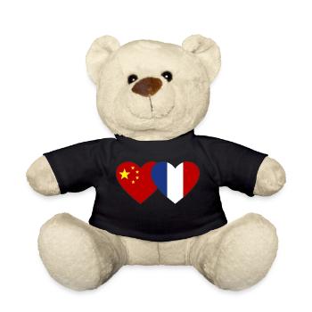Chine France Drapeau du Cœur - Nounours - noir - Devant