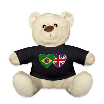 Brazil England Flag Heart - Teddy Bear - black - Front