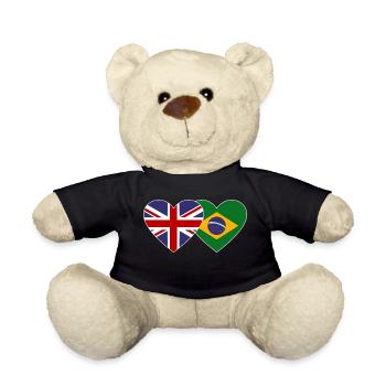 England Brazil Flag Heart - Teddy Bear - black - Front