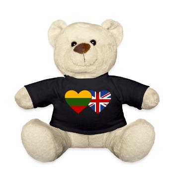 Lituanie Grande-Bretagne Drapeau Coeur - Nounours - noir - Devant