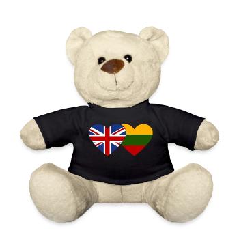 Großbritannien Litauen Flagge Herz - Teddy - Schwarz - Vorne