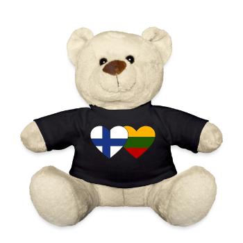Finlande Lituanie Drapeau Coeur - Nounours - noir - Devant