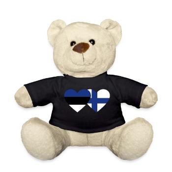 Finlande Estonie Drapeau Coeur - Nounours - noir - Devant