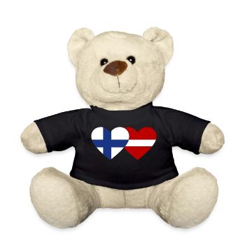 Finlande Lettonie Drapeau Coeur - Nounours - noir - Devant