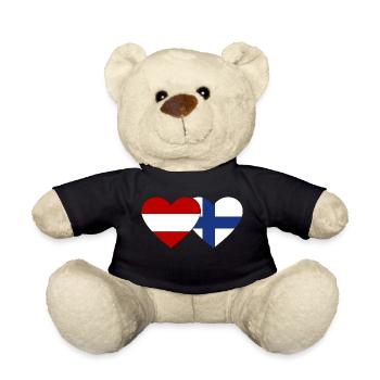 Autriche Finlande Drapeau Coeur - Nounours - noir - Devant