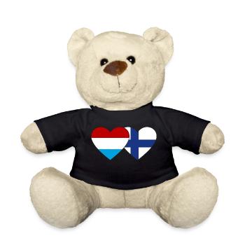 Luxembourg Finlande Drapeau Coeur - Nounours - noir - Devant