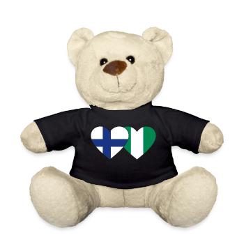 Finland Nigeria Flag Heart - Teddy Bear - black - Front