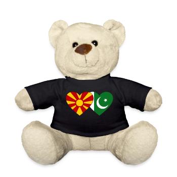 Macedonia Pakistan Flag Heart - Teddy Bear - black - Front