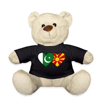 Pakistan Macedonia Flag Heart - Teddy Bear - black - Front