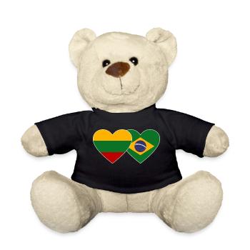 Lituanie Brésil Flag Coeur - Nounours - noir - Devant