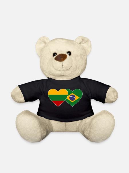 Lituanie Brésil Flag Coeur - Nounours - noir