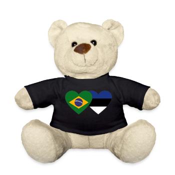 Brésil Estonie Drapeau Coeur - Nounours - noir - Devant