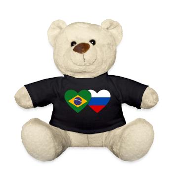 Brésil Russie Flag Coeur - Nounours - noir - Devant