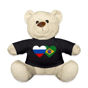 Drapeau de la Russie et du Brésil - Nounours - noir - Devant