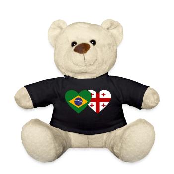 Brazil Georgia Flag Heart - Teddy Bear - black - Front