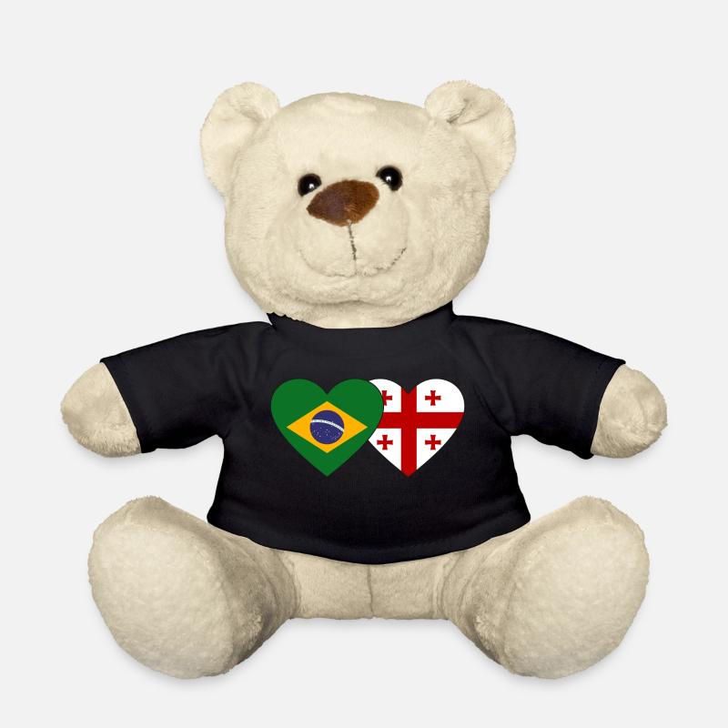 Brasilien Georgien Flagge Herz - Teddy - Schwarz