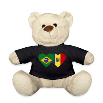 Brésil Andorre Flag Heart - Nounours - noir - Devant