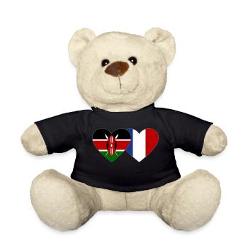 Kenya France Flag Heart - Nounours - noir - Devant