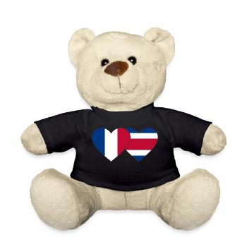 France Costa Rica flag heart - Teddy Bear - black - Front