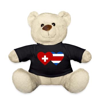 Switzerland Costa Rica Flag Heart - Teddy Bear - black - Front