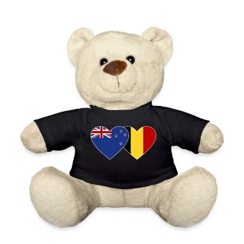 Nouvelle-Zélande Belgique Drapeau Coeur - Nounours - noir - Devant