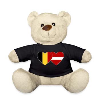 Belgien Lettland Flagge Herz - Teddy - Schwarz - Vorne