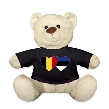 Belgium Estonia Flag Heart - Teddy Bear - black - Front