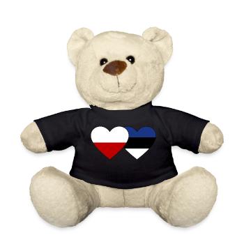 Pologne Estonie drapeau coeur - Nounours - noir - Devant