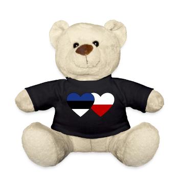 Estonia Poland Flag Heart - Teddy Bear - black - Front