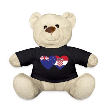 Nouvelle-Zélande Croatie Flag Heart - Nounours - noir - Devant