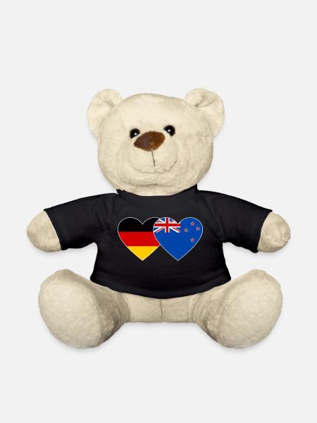 Deutschland Neuseeland Flagge Herz - Teddy - Schwarz