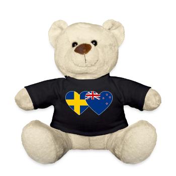 Schweden Neuseeland Flagge Herz - Teddy - Schwarz - Vorne