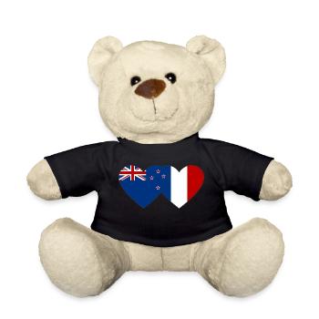 Neuseeland Frankreich Flagge Herz - Teddy - Schwarz - Vorne