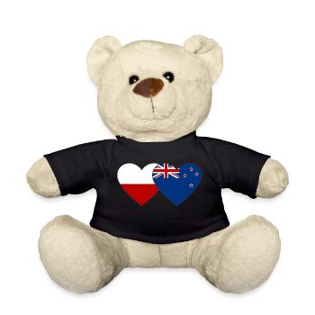 Polen Neuseeland Flagge Herz - Teddy - Schwarz - Vorne