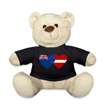 Drapeau de la Nouvelle-Zélande de la Lettonie - Nounours - noir - Devant