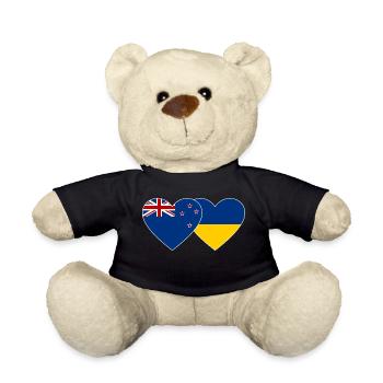 Nouvelle-Zélande Ukraine Drapeau Coeur - Nounours - noir - Devant