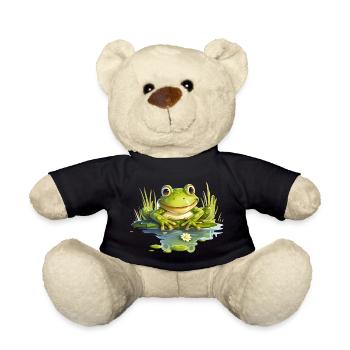 A funny frog sits on the shore - Teddy Bear - black - Front