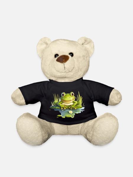 Ein lustiger Frosch sitzt am Ufer - Teddy - Schwarz