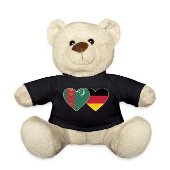 Turkmenistan Germany Flag Heart - Teddy Bear - black - Front